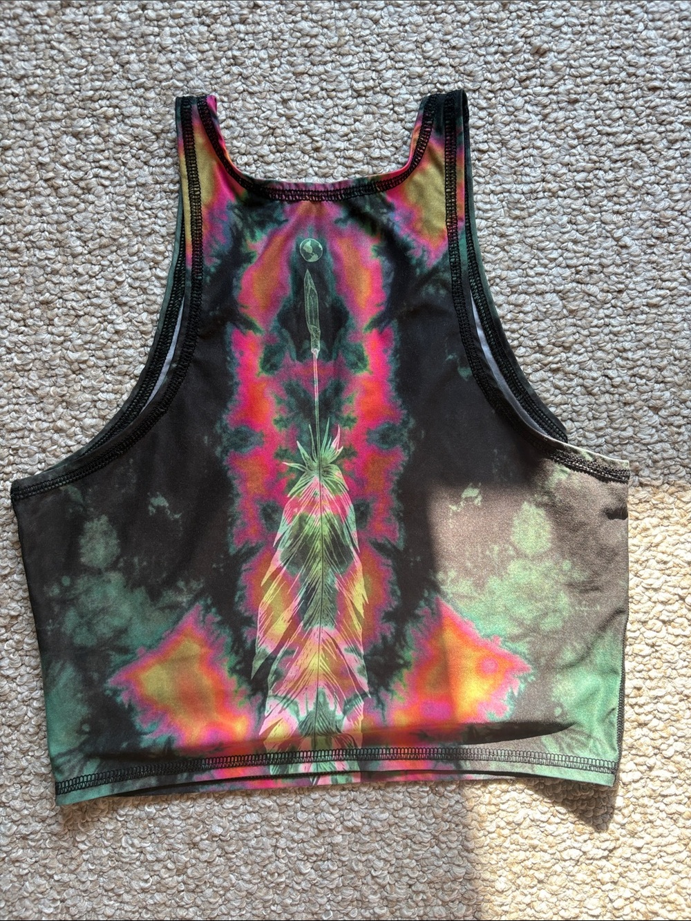 teeki Green Black Tie-Dye Crop Tank & Leggings Set - Picture 4 of 6